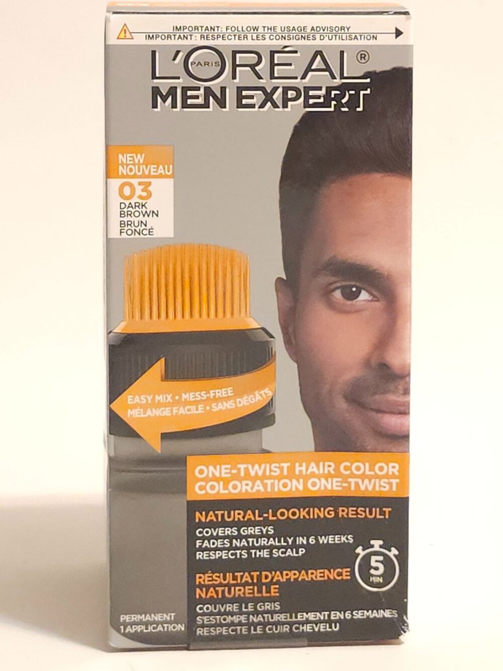 L'OREAL MEN EXPERT One Twist Hair Colour Shade 03 Dark Brown BNIP